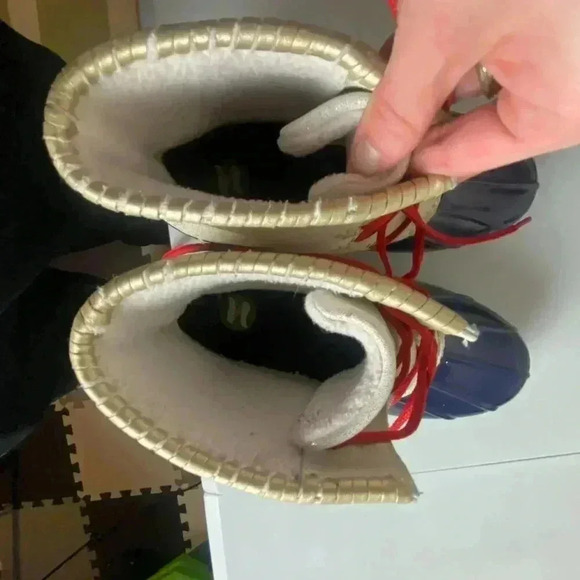 Jack Rogers Chloe Women's Size 6 Ankle Duck Boots Waterproof Cream Navy Metallic - Picture 4 of 9